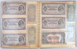 111db korona, pengő, forint bankjegy albumba ragasztva, közte jobb darabok, mint 1848. 5Ft, 10Ft &qu...