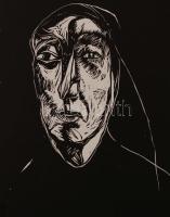 Gacs Gábor (1930-): Fej. Linó, papír, jelzett, 15×12 cm