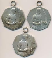 Berán Lajos (1882-1943) 1921-1922. 3db ezüstözött fém céllövő díjérem, mind Scheid G. A. ezüstárú és...