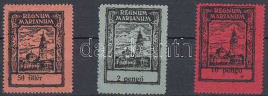 Regnum Marianum 50f, 2P és 10P adománybélyeg R!