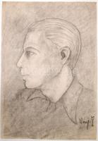 Nagy jelzéssel: Férfi portréja, szén, papír, 61×43 cm