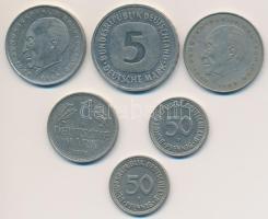 NSZK 1950-1985. 50pf-5M (6xklf) T:2,2- FRG 1950-1985. 50 Pfennig - 5 Mark (6xdiff) C:XF,VF