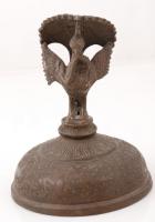 Antik burmai füstölő edény figurális teteje, réz, gazdagon díszített, 19×14 cm