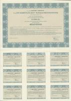 Budapest 1996. "A City Kárpótlási Jegy Befektető Részvénytársaság" 10db egyenként 1000Ft értékű részvénye, szelvényekkel (3x) sorszámkövetők T:II-