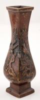 Antik japán bronz váza, jelzés nélkül, m: 15,5 cm