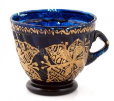 Egyiptomi festett csésze, kézzel festett, ragasztott peremmel, m:7 cm, d:8 cm