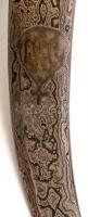 Indiai dísztőr, ezüst díszítéssel, csont markolattal, h:21 cm