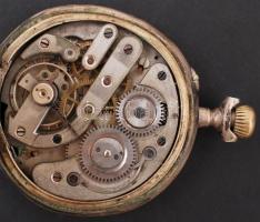 Remontoir másodperc mutatós zsebóra, vadász motívummal, nem működik, sérült