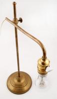 Réz asztali lámpa, kisebb sérülésekkel, működik, m: 46 cm