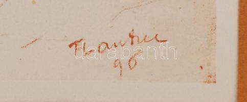 Henri de Toulouse-Lautrec (1864-1901): Reggeli készülődés, jelzett a nyomaton, 16x21 cm