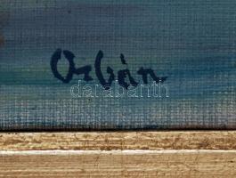 Orbán jelzéssel: Tó parti tisztás. Olaj, vászon, kertben, 50×70 cm