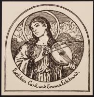 Hans Thoma (1839-1924): Ex libris. Klisé, papír, jelzett a klisén, 11x11 cm