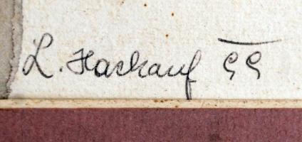 Hackauf jelzéssel: Orgonás csendélet. Akvarell, papír, paszpartuban, 31×40 cm