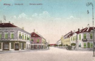 Kőszeg, Király út, Strucz szálló, Általános Takarékpénztár, Kopfstein Mór és Bernát üzlete (Rb)