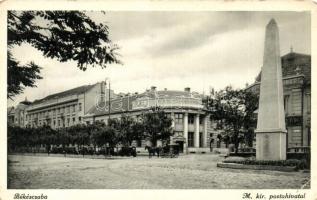 Békéscsaba, M. kir. postahivatal, bank, hősi emlékmű (EK)