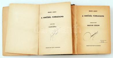 Németh László: A minőség forradalma. I.-IV. Két kötetben. Bp., Magyar Élet.