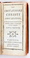 De imitatione Christi. Libri quatuor. Paris, 1773. Barbou. Korabeli, kissé sérült egészbőr kötésben ...