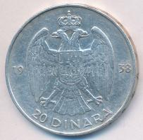 Jugoszlávia 1938. 20D Ag "II. Péter" T:2,2- Yugoslavia 1938. 20 Dinara Ag "Petar II" C:XF,VF