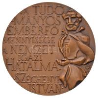 Csíkszentmihályi Róbert (1940-) 1975. "50 éves a Magyar Tudományos Akadémia / A tudományos emberfő mennyisége a nemzet igazi hatalma - Széchenyi István" Br érem dísztokban (70mm) C:1-,2 kis ph. Hungary 1975. "50th Anniversary of the Hungarian Academy of Sciences / Count István Széchenyi" Br medallion in case. Sign.: Róbert Csíkszentmihályi (70mm) C:AU,XF small edge error