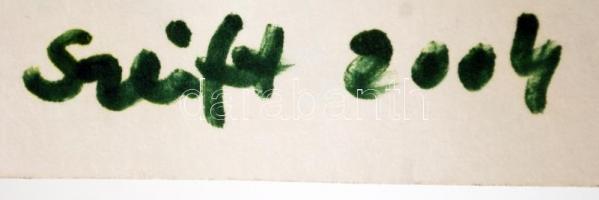 Szeift Béla (1944-2012): Burjánzás, vegyes technika, papír, jelzett, 42×29,5 cm