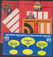 cca 1960 Közlekedésbiztonsági címkék, 4db, cca 11x8cm