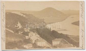 cca 1870 Bajorország, Donaustauf, Walhalla dunai látképpel, keményhátú fénykép vizitkártya méretben, feliratozva, 6,5x11 cm / cca 1870 Donaustauf, Walhalla, Germany, vintage photo, 6,5x11 cm