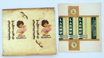 cca 1900 Selyem szappan ill., Labor borotva szappanos dobozok hajtatlanul, cca 19x19cm