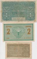 Vegyes: 1914. 2K + Románia / Német megszállás 1917. 25b + 1L mindhárom román felülbélyegzéssel T:III...