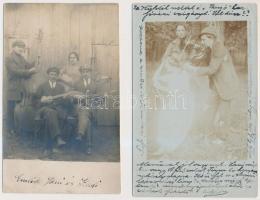 cca 1913-15 Zenészek, korabeli fotólapok,2db,cca 14x9cm