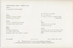 Szécsi Pál (1944-1974) magyar énekes, szövegíró fotója dalszöveglapon, 15x10cm