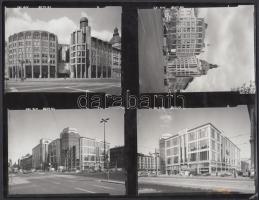 cca 1992 Budapest, új kereskedelmi központok, feliratozott sajtófotók, 4 db felvétel egy fotópapíron, 9x12 cm, 20x25 cm