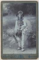 cca 1900 Schmidt Ágoston: Vándorkereskedő, keményhátú kabinetfotó, 16x11cm