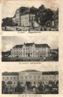 Ungvár, Megyeház tér, Új polgári leányiskola, Cs. és kir. tiszti pavilon / county hall square, girl school, officers' pavilion (ázott / wet damage)