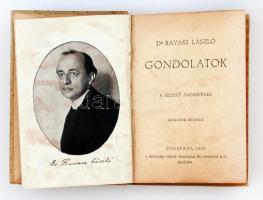 Ravasz László: Gondolatok. [Világnézeti gondolatok, aforizmák]. A szerző arcképével. Második kiadás....