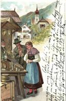 Austrian folklore, Rafael Neuber Serie XVI. litho s: Döcker, Osztrák folklór, Rafael Neuber Serie XVI. litho s: Döcker