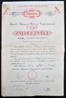Budapest 1904. "Egyesült Budapesti Fővárosi Takarékpénztár 4%-os" záloglevél 10.000K-ról, szárazpecséttel, szelvényekkel, felülbélyegzett T:II