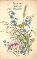 Névnapi üdvözlőkártya, Pittius, Name day, flowers, Pittius