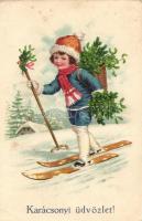 Christmas, skiing child, L&P 2119. (EB)