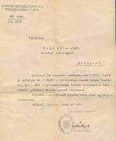 1919 Méhes államtitkár saját kezű aláírása Magyar Népköztársaság fejléces levélen