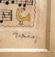 Pekáry István (1905-1981): Kállai kettős. Színezett rézkarc, papír, jelzett, üvegezett keretben, 13×...