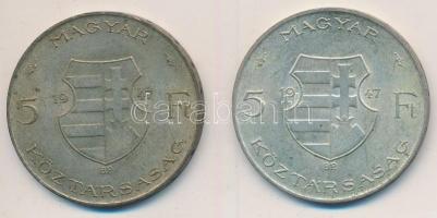 1947. 5Ft Ag "Kossuth" (2x) T:2-,3