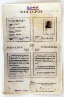 1944 A Svéd Követség fényképes menlevelének korabeli hiteles másolata / Protective Schutz-pass of the Swedish Embassy for Jewish person. Official copy from 1944.