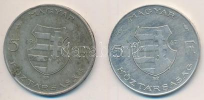 1947. 5Ft Ag "Kossuth" (2x) T:2-,3