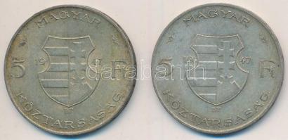 1947. 5Ft Ag "Kossuth" (2x) T:2-,3