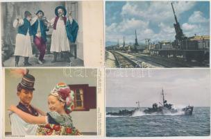 100 db RÉGI motívumlap, vegyes minőség; művész, hölgy, katonai, folklór / 100 old motive cards, mixe...