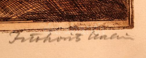 Istokovits Kálmán (1898-1990): Halásztanya. Színezett rézkarc, papír, jelzett, 29×38 cm