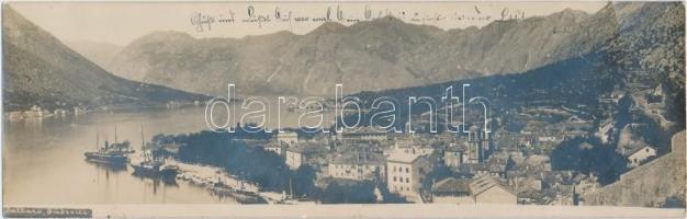 Kotor, Cattaro; steamships, unfolded photo panoramacard