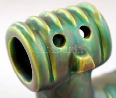 Zsolnay csőkutya, eozin mázas, jelzett (tervező: Nádor Judit), hibátlan, m:16 cm