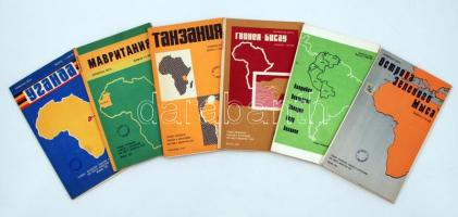 1981-1982 6 db modern orosz nyelvű térkép: Zöld-foki szigetek, Kolumbia/Venezuela/Ecuador/Peru/Bolív...