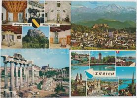 Egy doboznyi MODERN magyar és külföldi városképes lap; sok osztrák, német, román, francia / A box of...